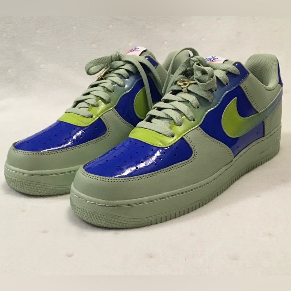 Nike By You iD Air Force 1 Low Custom Ombre Blue Green Patent Men Size 12